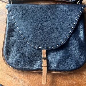 𝅺NAVY bag with brown